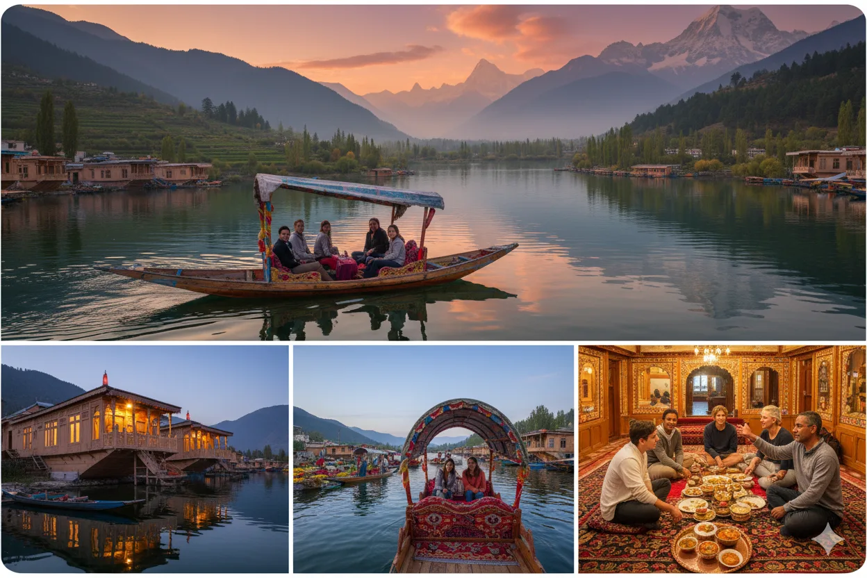 Day 1: Arrival in Srinagar â€“ Family Check-in at Spacious Houseboat, Evening Shikara Ride with Snacks & Safety Vests for Kids