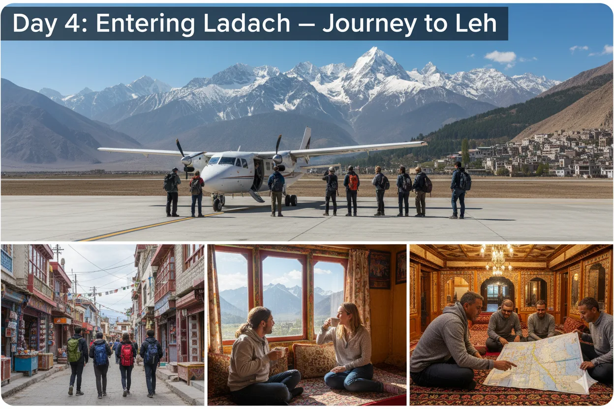 Day 4: Journey to Leh â€“ Flight to Leh, Acclimatization, Local Exploration, Evening Rest