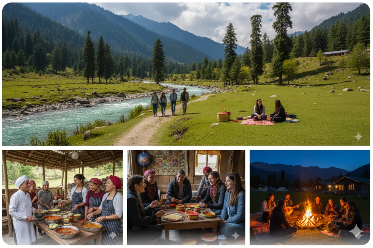 Day 4: Pahalgam Trails & River Feast â€“ Betaab Valley Walk, Lidder River Picnic, Wazwan Cooking Class, Riverside Camp Setup