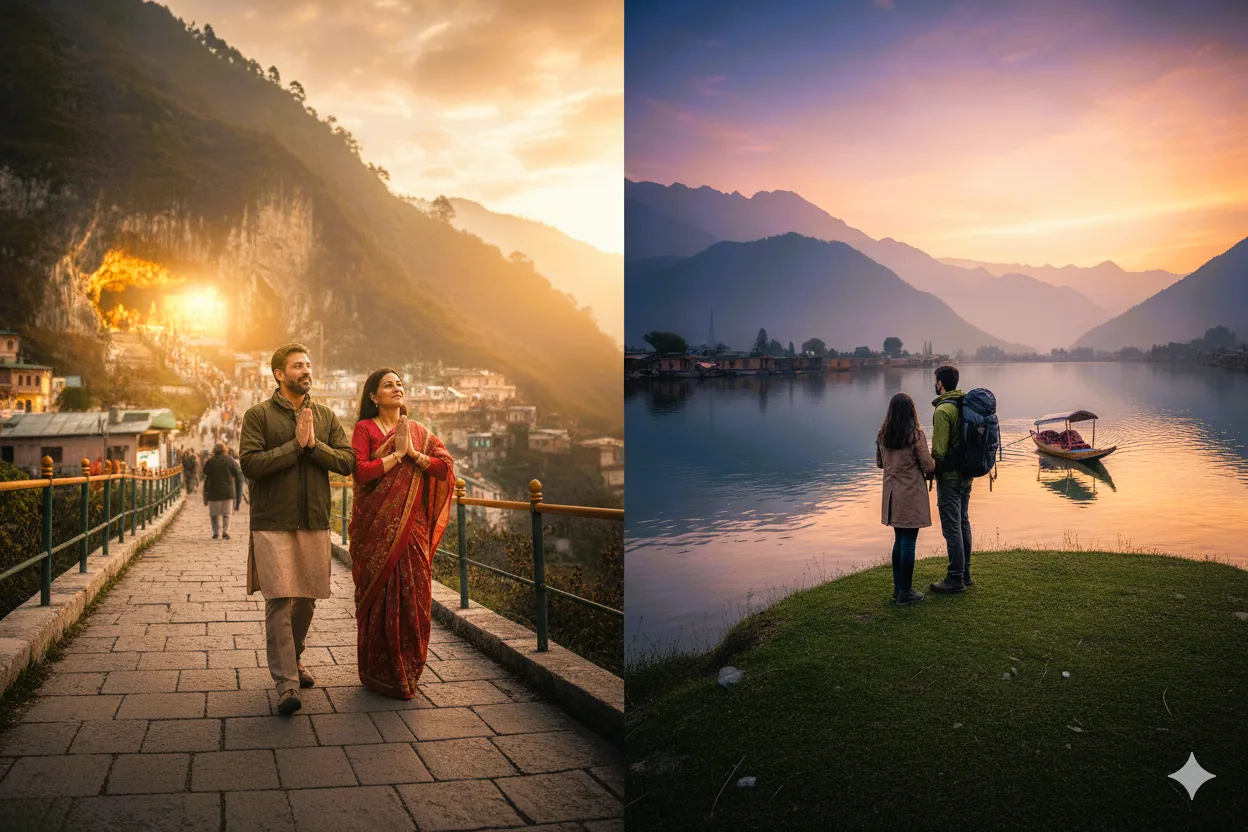 Day 1: Arrival in Srinagar â€“ Spiritual Welcome, Dal Lake Houseboat Check-in, Evening Aarti, Spiritual Dinner