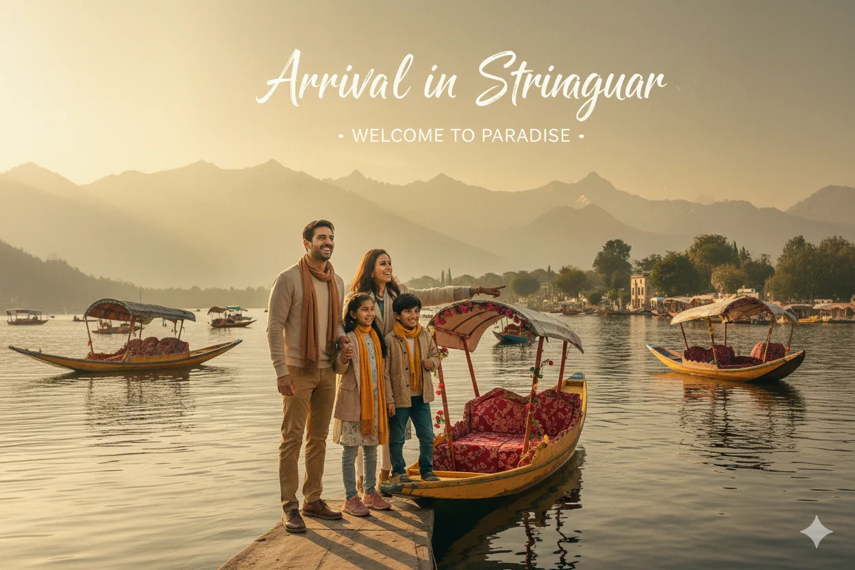 Day 1: Arrival in Srinagar â€“ Winter Welcome, Cozy Houseboat Check-in, Evening Shikara Ride in Snow, Warm Dinner by Fireplace