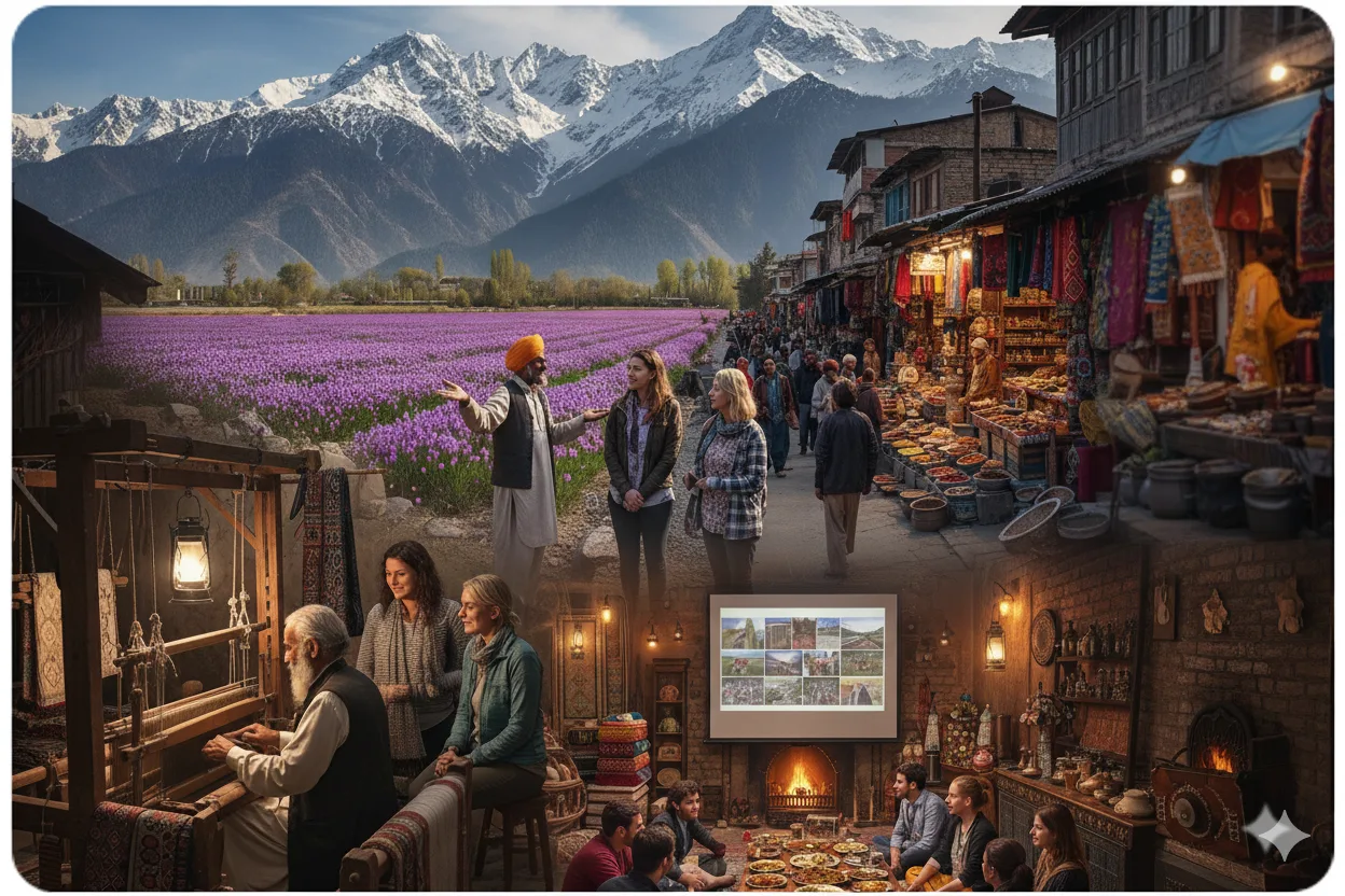 Day 5: Return to Srinagar â€“ Pashmina Weaving Demo, Saffron Farm Visit, Shopping with Locals, Farewell Dinner with Live Santoor