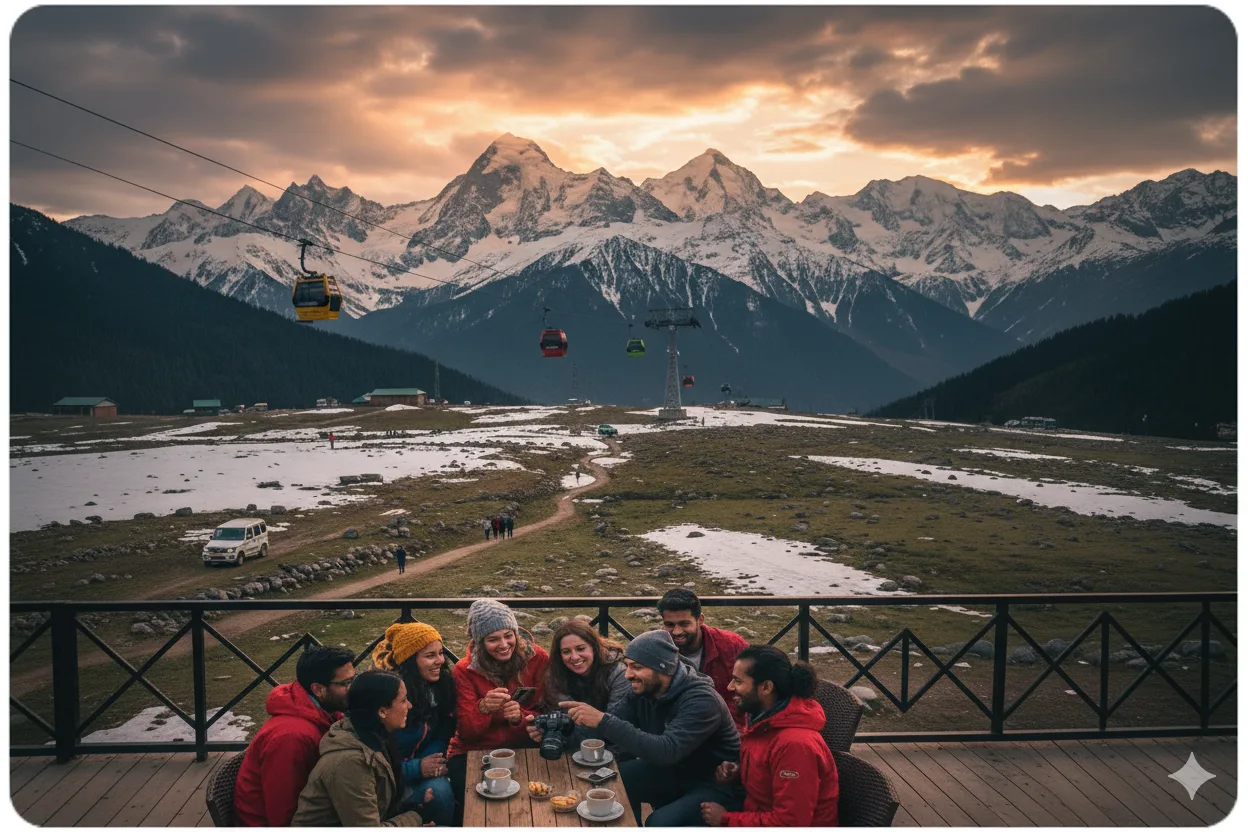 Day 2: Gulmarg Mountain Adventure â€“ Gondola Ride, Snow Play Zone, Family Lunch, Mountain Photography, Return to Srinagar